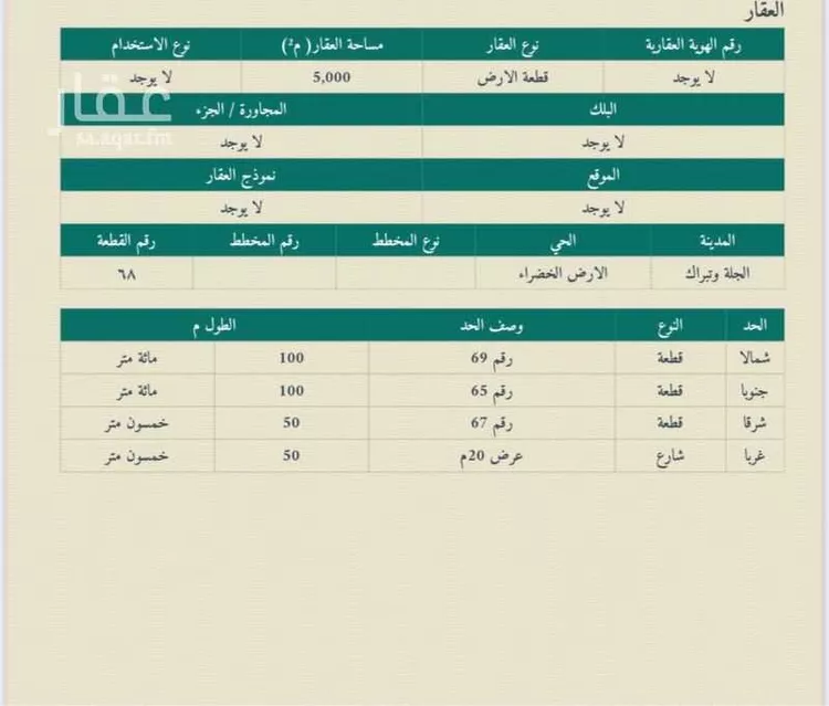 Land for Sale in Al Muzahimiyah Al GhatGhat