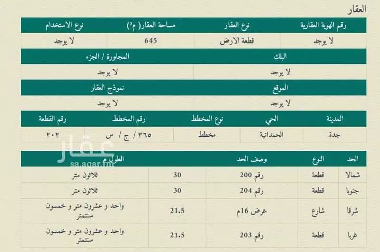 أرض للبيع في شارع ربعي بن حراش, حي الحمدانية, مدينة جدة, منطقة مكة المكرمة صورة 2