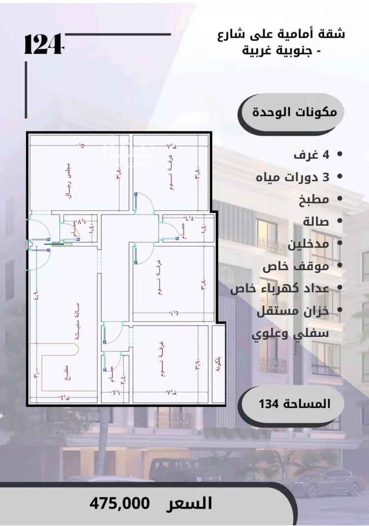 شقة للبيع في شارع الامير عبدالمجيد, حي الصواري, مدينة جدة, منطقة مكة المكرمة صورة 5
