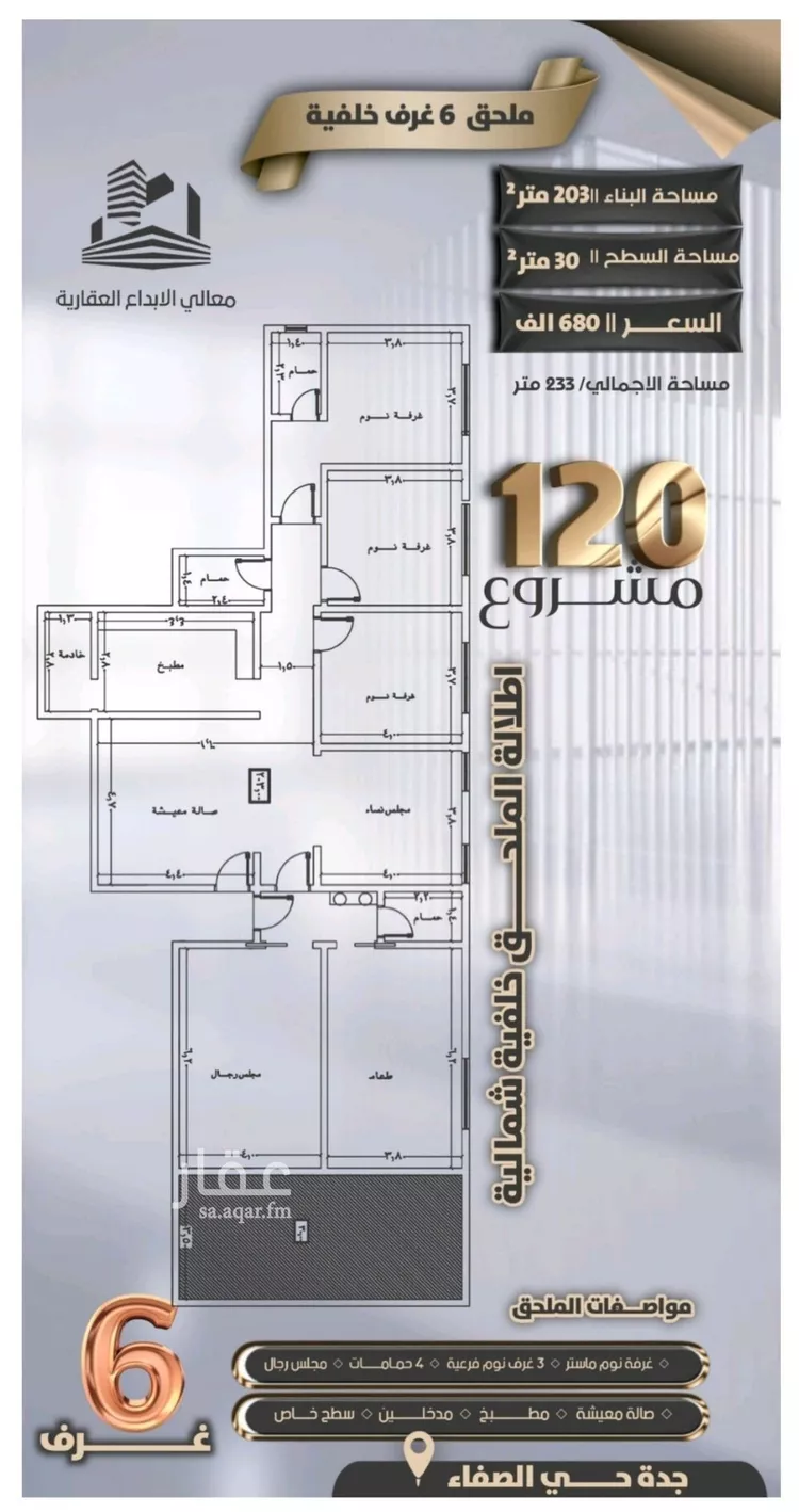 شقة للبيع في شارع جعفر ابن أبي الحكم, حي الصفاء, مدينة جدة, منطقة مكة المكرمة صورة 2