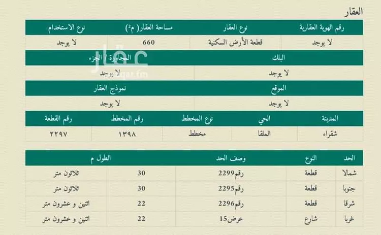 أرض للبيع في شارع الملك عبدالله 107, حي الملك عبدالله, مدينة شقراء, منطقة الرياض 1 صورة