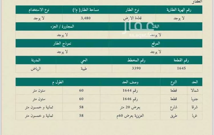 أرض للبيع في شارع طريق العزيزية, حي طيبة, مدينة الرياض, منطقة الرياض صورة 2