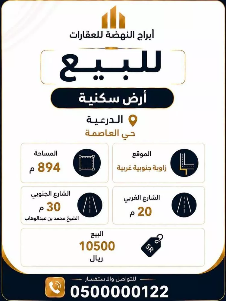 أرض للبيع في شارع  محمد ابن عبدالوهاب, حي العاصمة, مدينة الدرعية, منطقة الرياض