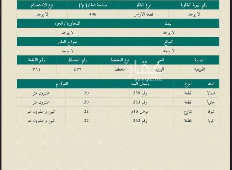 أرض للبيع في حي الورود ، القويعية ، القويعية