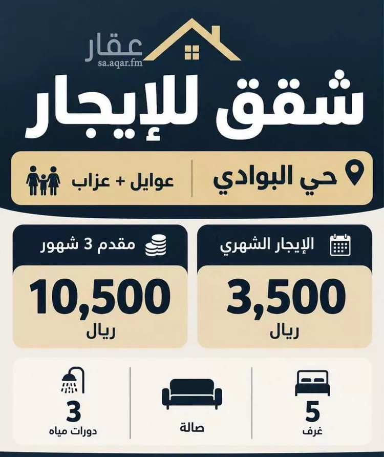 شقة للإيجار في شارع أمين الدين الحلبى, حي البوادي, مدينة جدة, منطقة مكة المكرمة