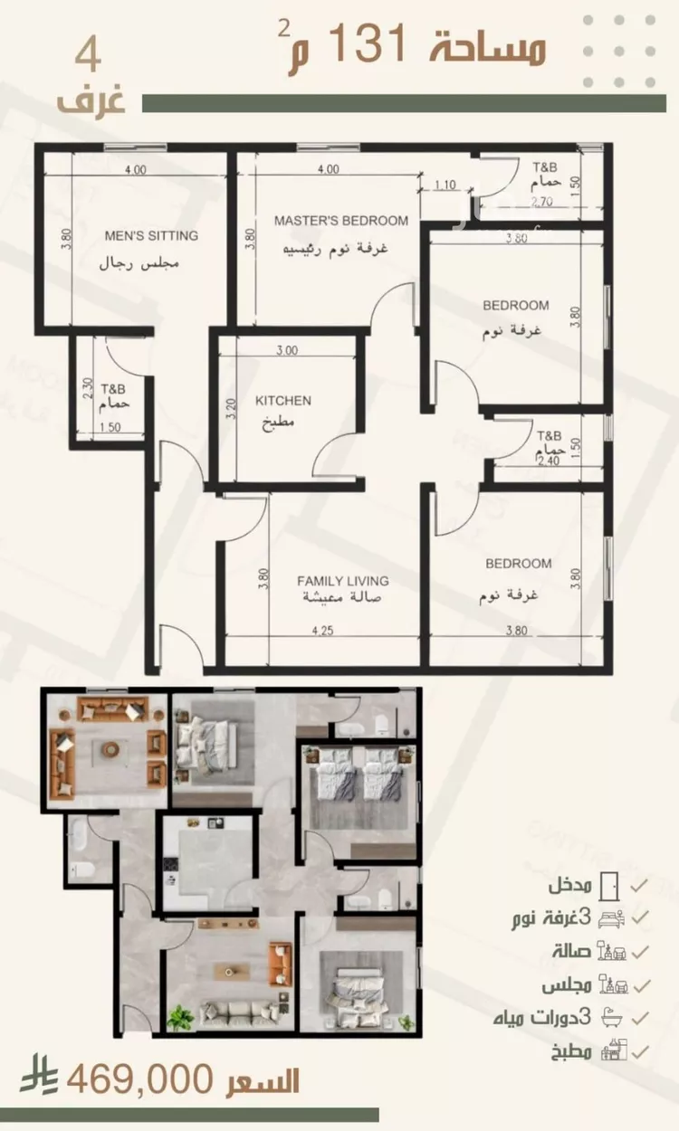 شقة للبيع في شارع ثلوث بني شهر, حي النزهة, مدينة جدة, منطقة مكة المكرمة