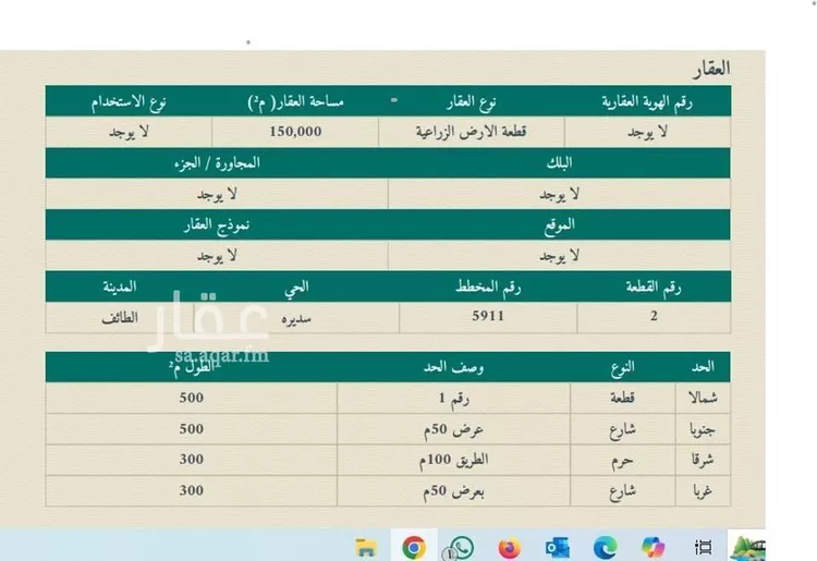 أرض للبيع في شارع 0000, مدينة امارة منطقة مكة المكرمة - الطائف, منطقة مكة المكرمة صورة 2
