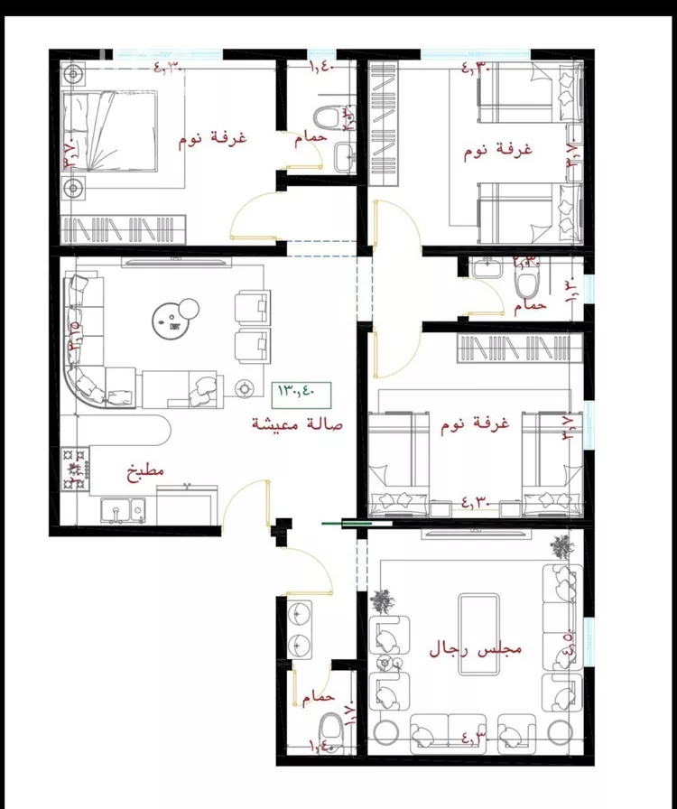 شقة للبيع في شارع عمارة اليمني, حي الفيصلية, مدينة جدة, منطقة مكة المكرمة