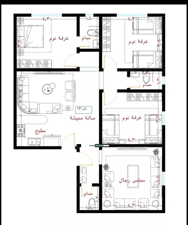 شقة للبيع في شارع عمارة اليمني, حي الفيصلية, مدينة جدة, منطقة مكة المكرمة