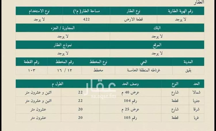أرض للبيع في شارع غرناطه, حي حي غرناطة- بقيق, مدينة بقيق, المنطقة الشرقية