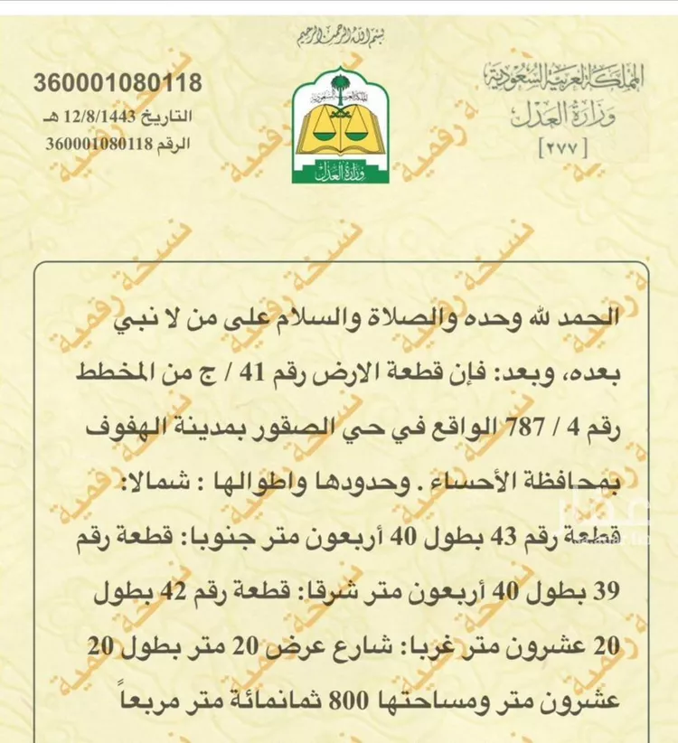 أرض للبيع في شارع الشنانة, حي الصقور, مدينة الاحساء, المنطقة الشرقية