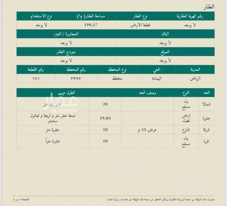 أرض للبيع في شارع أبي السعادات القزاز, حي اليمامة, مدينة الرياض, منطقة الرياض صورة 2