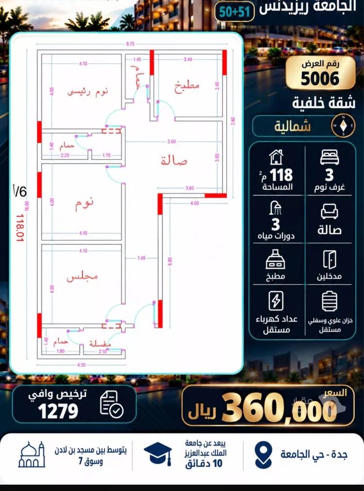 شقة للبيع في شارع عمر الخردلي, حي الجامعة, مدينة جدة, منطقة مكة المكرمة صورة 2