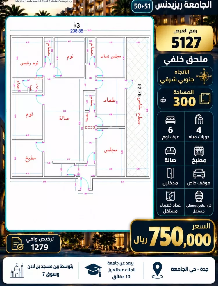 شقة للبيع في شارع عمر الخردلي, حي الجامعة, مدينة جدة, منطقة مكة المكرمة 2
