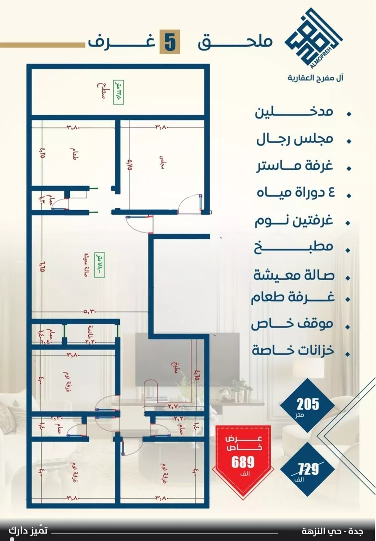 شقة للبيع في شارع عمر ابو زرعه فرعي, حي النزهة, مدينة جدة, منطقة مكة المكرمة