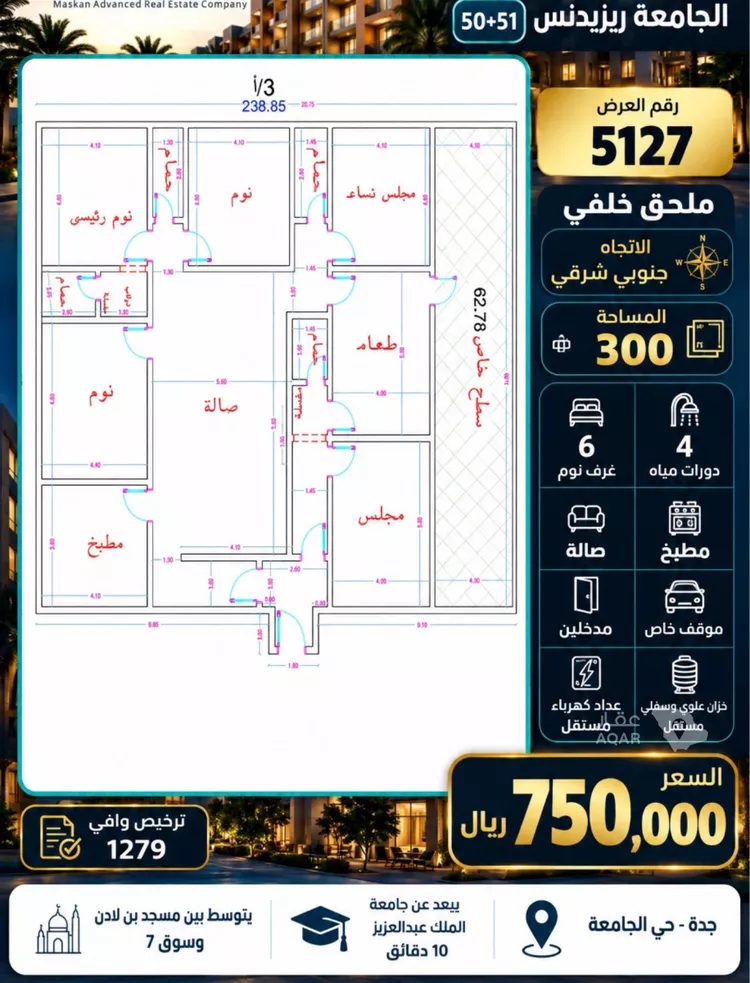 شقة للبيع في شارع الصفار, حي الجامعة, مدينة جدة, منطقة مكة المكرمة 2