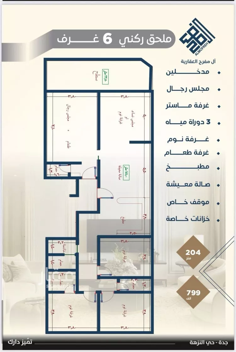 شقة للبيع في شارع عمرو ابن الاخوص, حي النزهة, مدينة جدة, منطقة مكة المكرمة صورة 4
