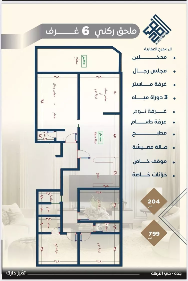 شقة للبيع في شارع طريق الملك فهد فرعي, حي النزهة, مدينة جدة, منطقة مكة المكرمة صورة 5