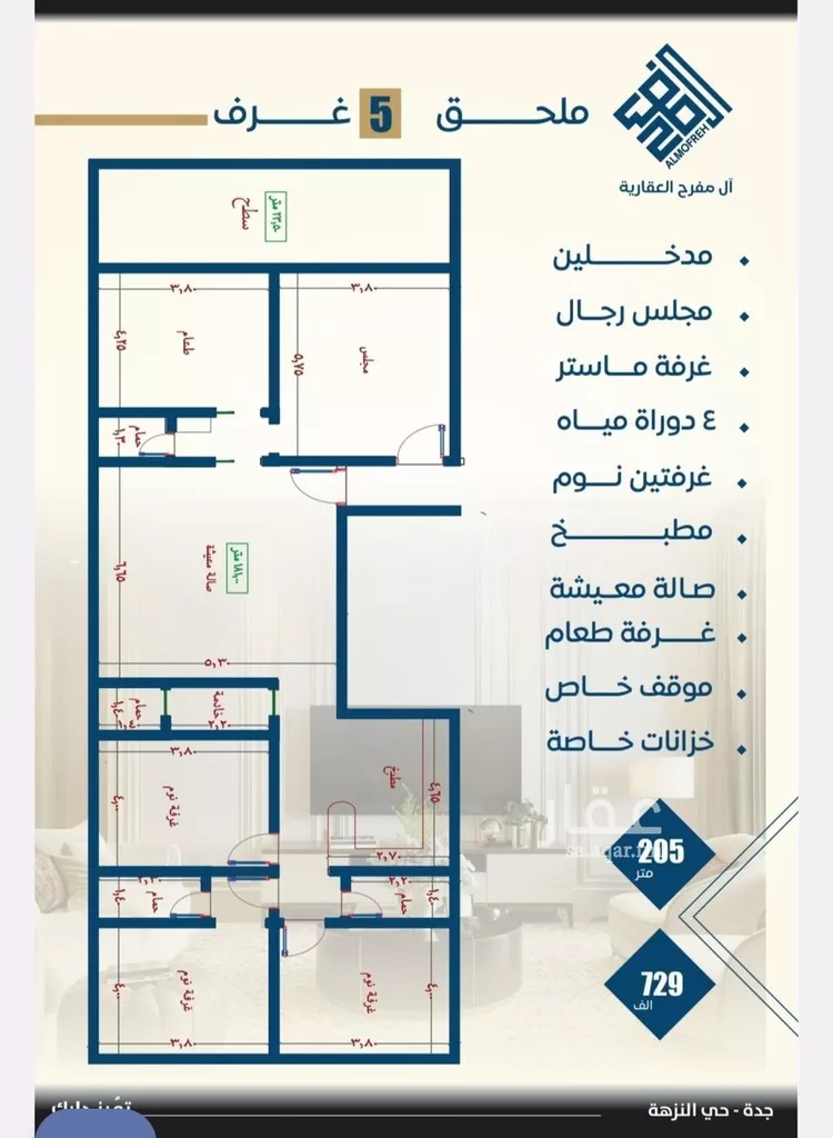 شقة للبيع في شارع طريق المدينة المنورة فرعي, حي النزهة, مدينة جدة, منطقة مكة المكرمة صورة 4