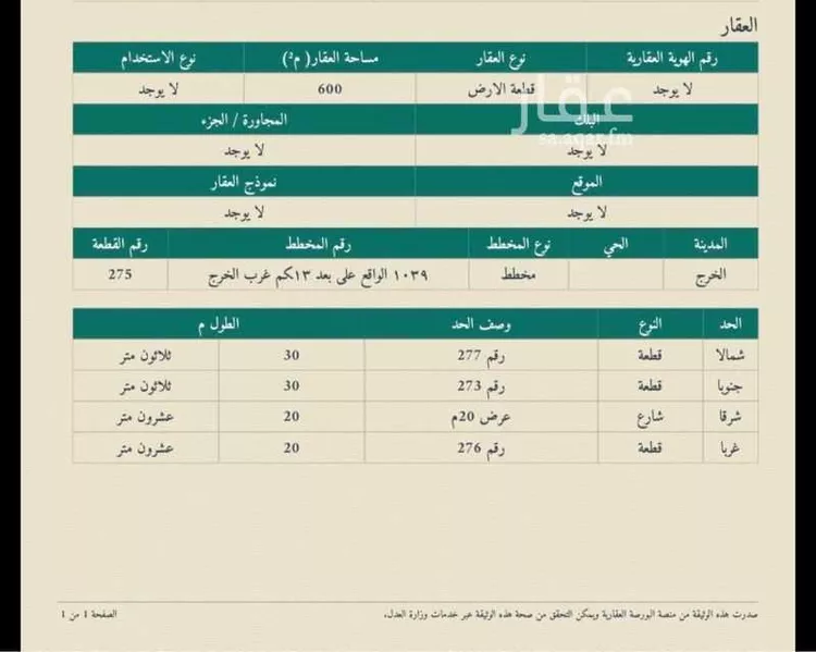 أرض للبيع في شارع الحكم بن رافع بن سنان الانصاري ، حي الراشدية ، الخرج ، الخرج