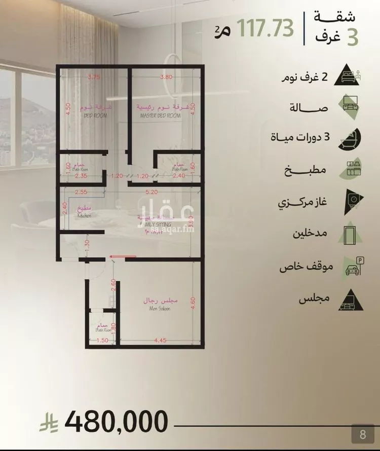 شقة للبيع في حي أبحر الجنوبية, مدينة جدة, منطقة مكة المكرمة صورة 3