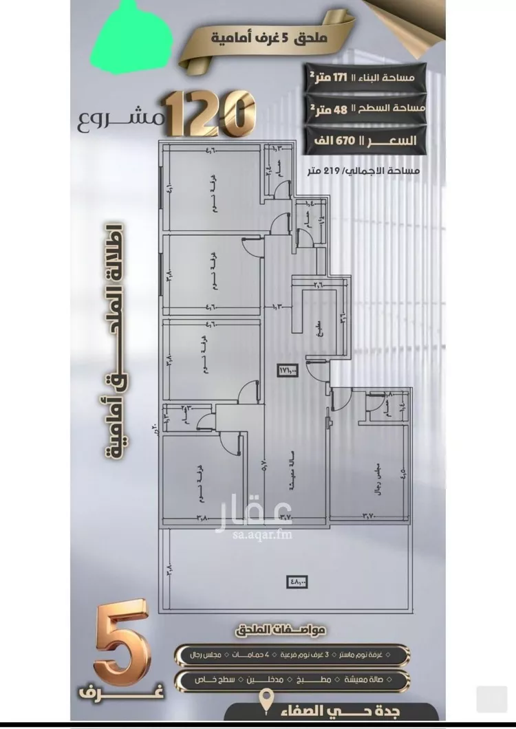 شقة للبيع في شارع جعفر ابن أبي الحكم, حي الصفاء, مدينة جدة, منطقة مكة المكرمة