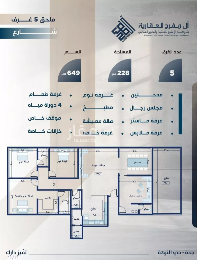 شقة للبيع في شارع الفتح بن خاقان, حي النزهة, مدينة جدة, منطقة مكة المكرمة صورة 2