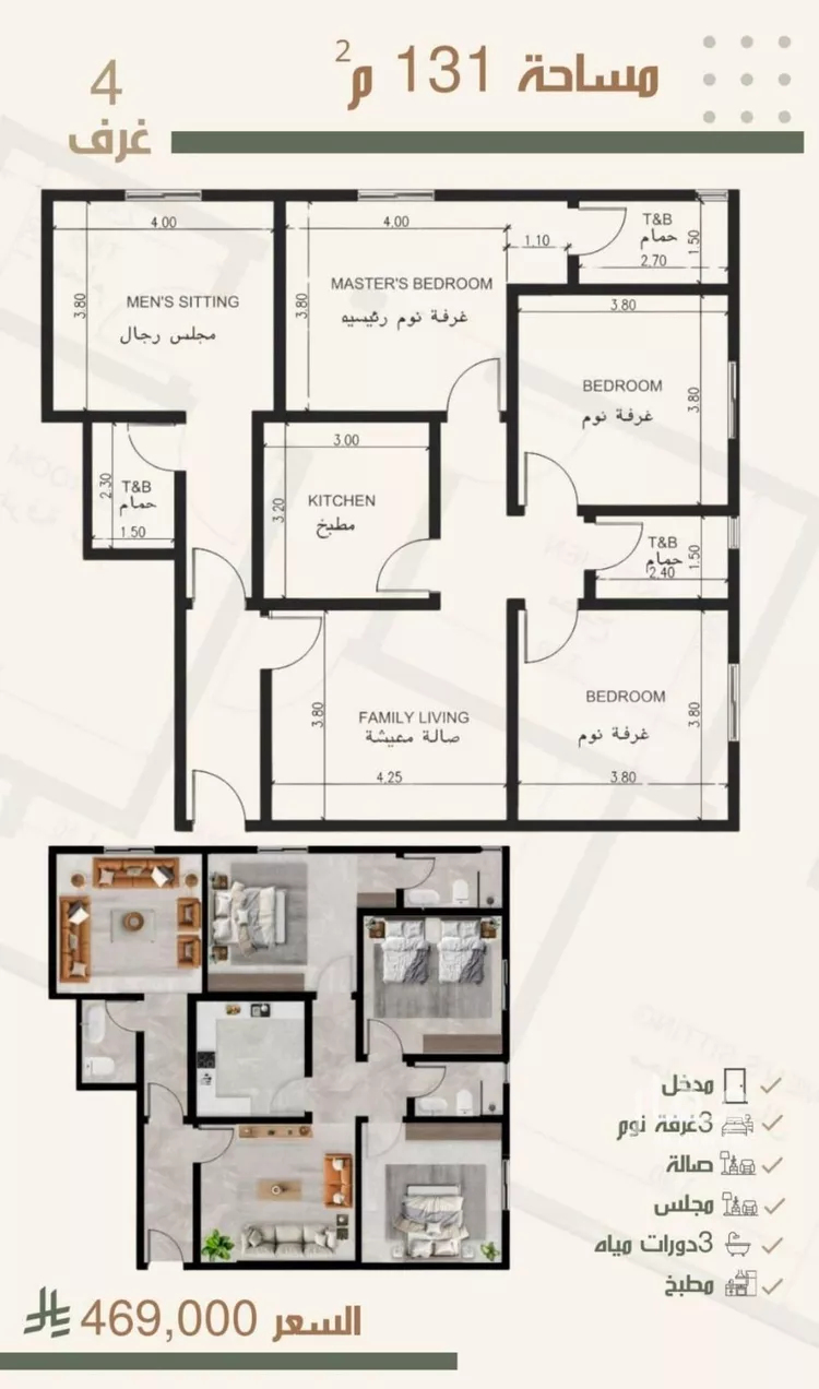 شقة للبيع في شارع ثلوث بني شهر, حي النزهة, مدينة جدة, منطقة مكة المكرمة