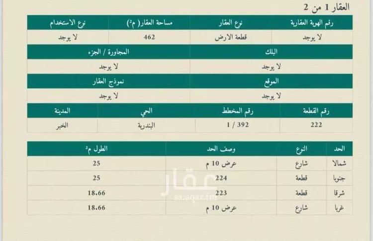 أرض للبيع في حي البندرية, مدينة الخبر, المنطقة الشرقية