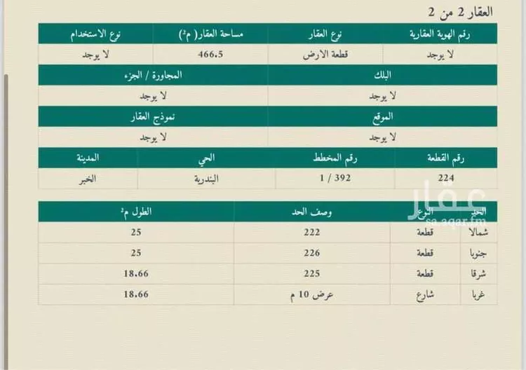 أرض للبيع في حي البندرية, مدينة الخبر, المنطقة الشرقية صورة 2