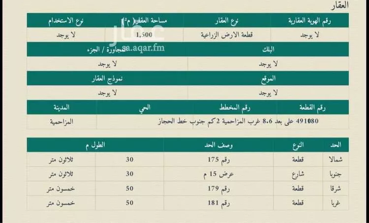 Land for Sale in Al Muzahimiyah Al Hada