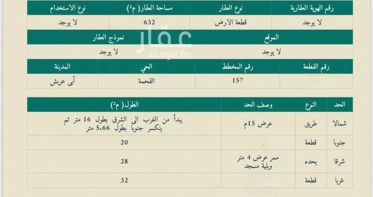أرض للبيع في شارع ابو عريش, حي كرس الوحم, مدينة كرس الوحم, منطقة جازان صورة 2