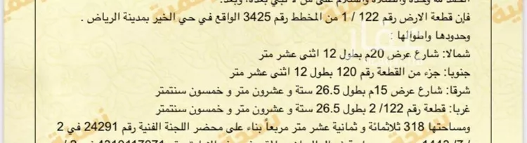 أرض للبيع في شارع الصفائح, حي الخير, مدينة الرياض, منطقة الرياض صورة 3