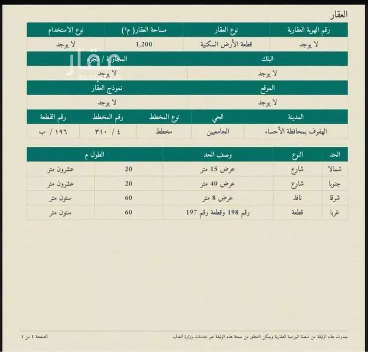 Land for Rent in Al Hofuf Al Jamiyin