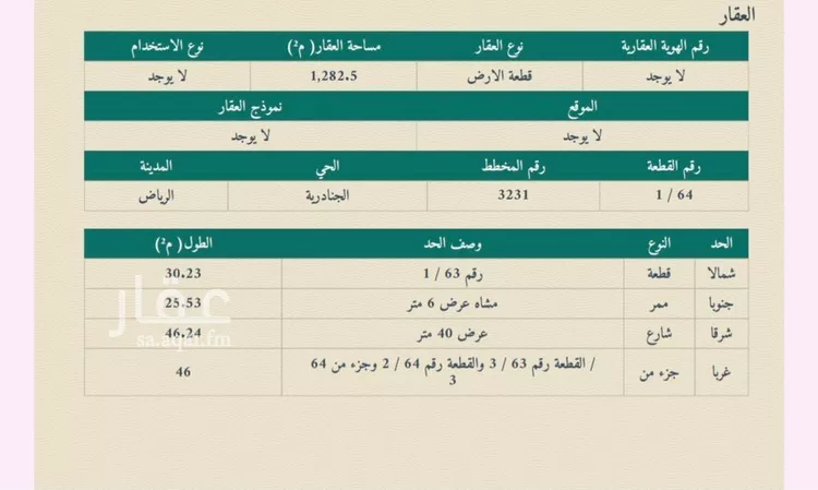 أرض للبيع في شارع الشرق, حي الجنادرية, مدينة الرياض, منطقة الرياض صورة 2