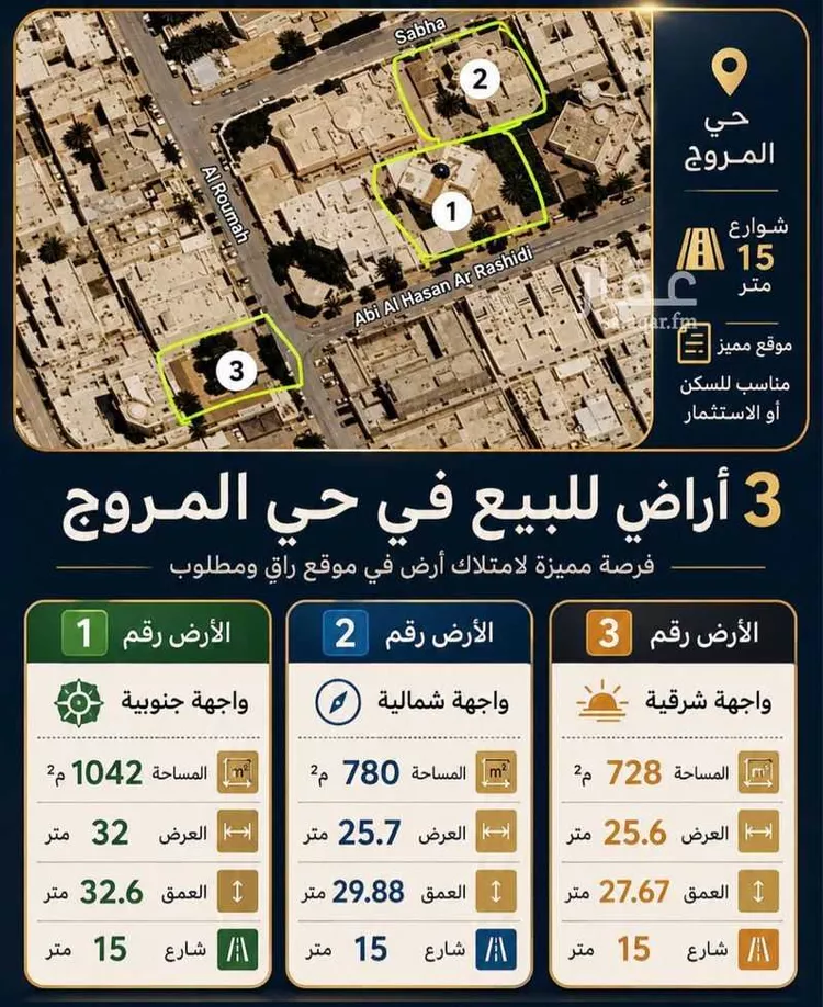 أرض للبيع في شارع أبي الحسن الرشيدي, حي المروج, مدينة الرياض, منطقة الرياض صورة 3