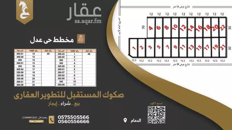 أرض للبيع في شارع الصائن, حي المطار, مدينة الدمام, المنطقة الشرقية صورة 2