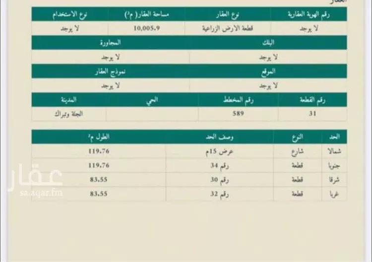 أرض للبيع في حي الخالدية ، طريب ، طريب
