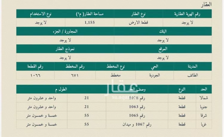 أرض للبيع في شارع الميدان, حي الجودية, مدينة الطائف, منطقة مكة المكرمة