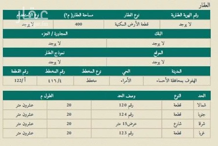 أرض للبيع في حي الأمراء, مدينة الاحساء, المنطقة الشرقية صورة 5