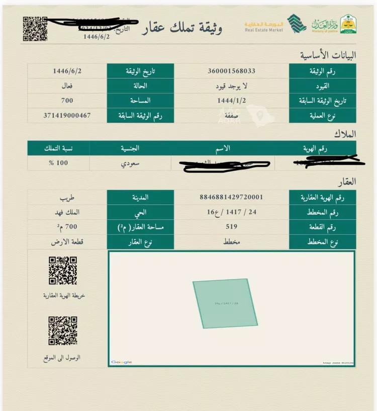 أرض للبيع في شارع 27426599, حي الملك فهد, مدينة طريب, منطقة عسير