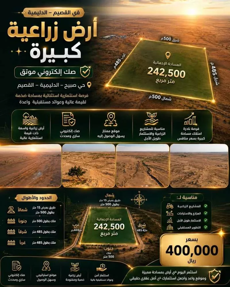 أرض للبيع في مدينة الذيبية, منطقة القصيم