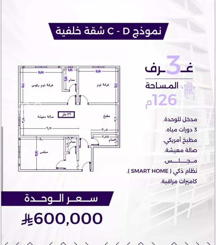شقة للبيع في شارع سعير بن العداء, حي الزهراء, مدينة جدة, منطقة مكة المكرمة صورة 2