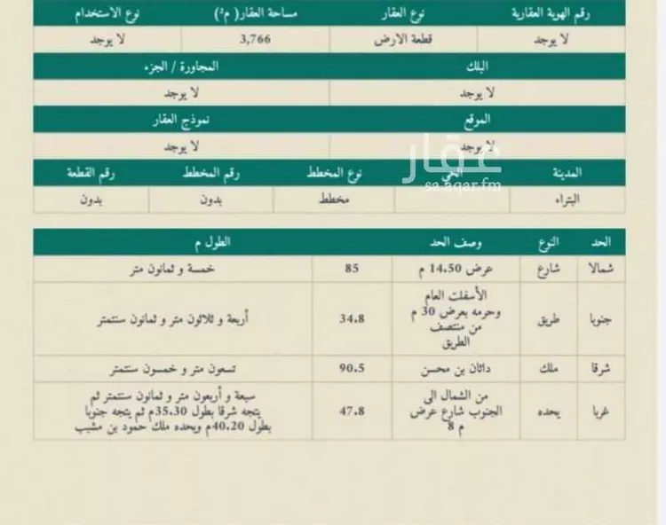 أرض للبيع في شارع ابراهيم الاشهلي, حي البتراء, مدينة البتراء, منطقة القصيم