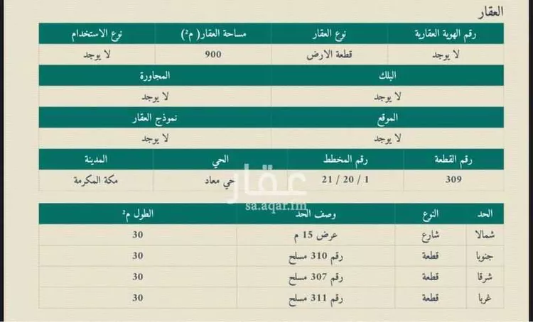 أرض للبيع في شارع شارع البادية, حي معاد, مدينة مكه المكرمه, منطقة مكة المكرمة