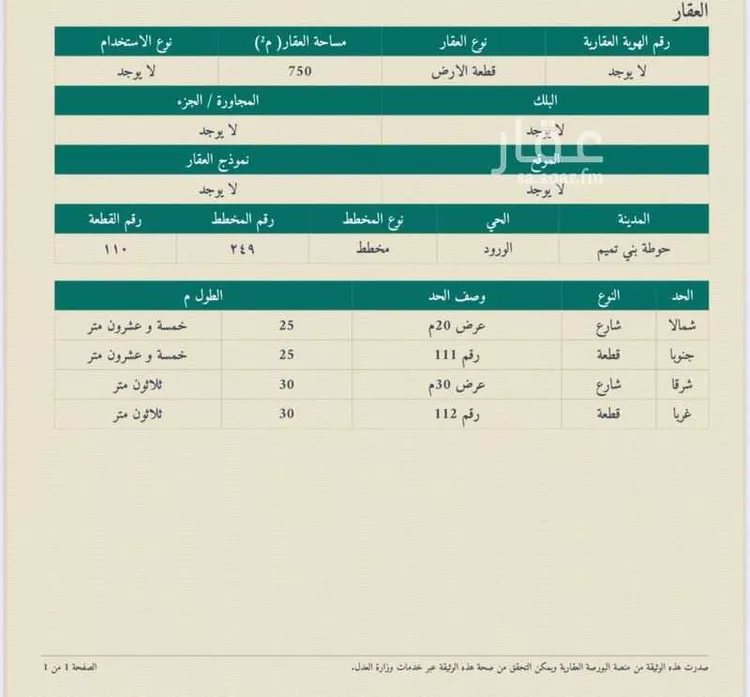 أرض للبيع في شارع أبي القاسمي الشابي, حي المجد, مدينة حوطه بنى تميم, منطقة الرياض صورة 2