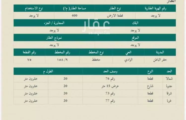 Land for Sale in Hafr Al Batin Al Wadi
