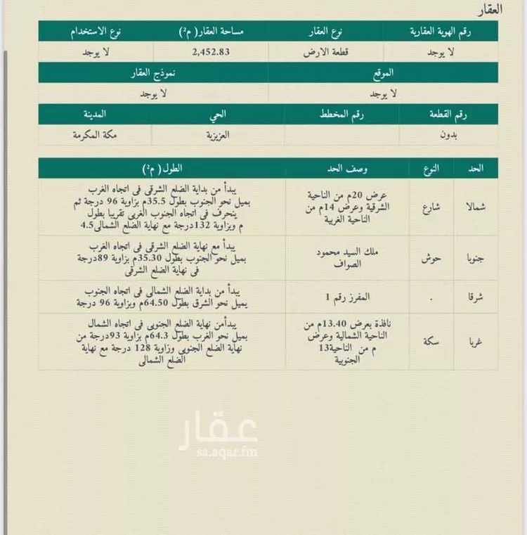 Land for Sale in Mecca Al Mursalat