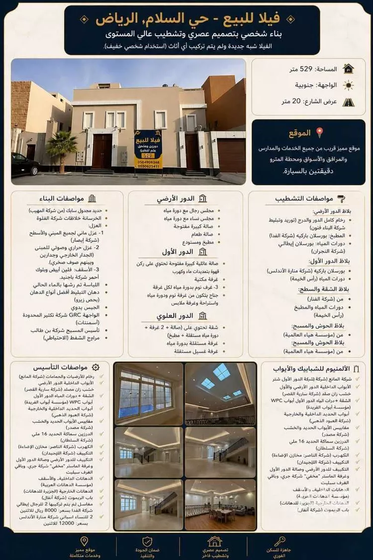 فيلا للبيع في شارع باديه, حي السلام, مدينة الرياض, منطقة الرياض صورة 2