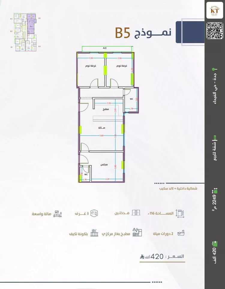 شقة للبيع في شارع بنو هذيل, حي الفيحاء, مدينة جدة, منطقة مكة المكرمة